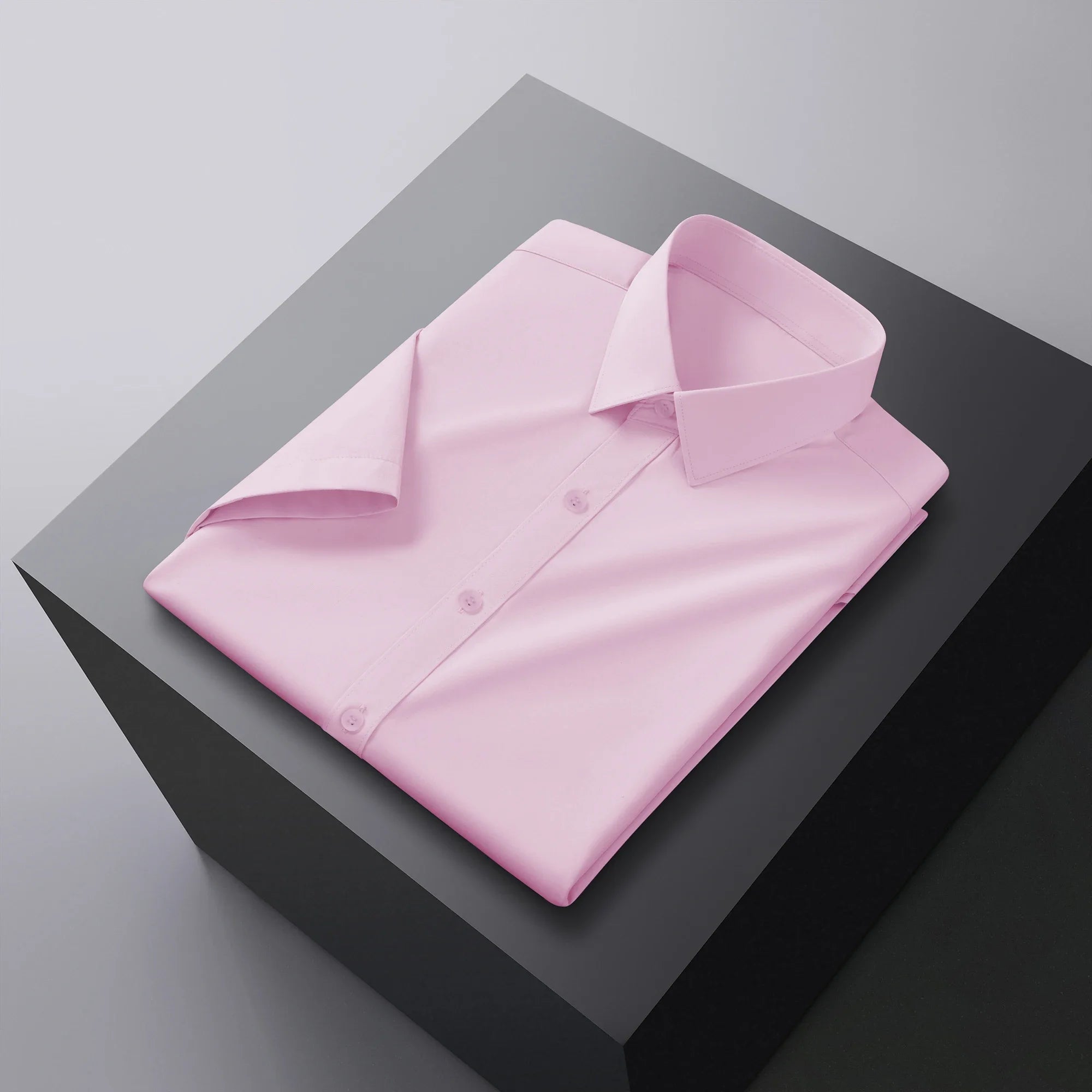 New Men's Business Casual Solid Color Short Sleeved Shirt for Summer Fashion No Ironing Comfortable and Versatile Top Quick Pick Grocers