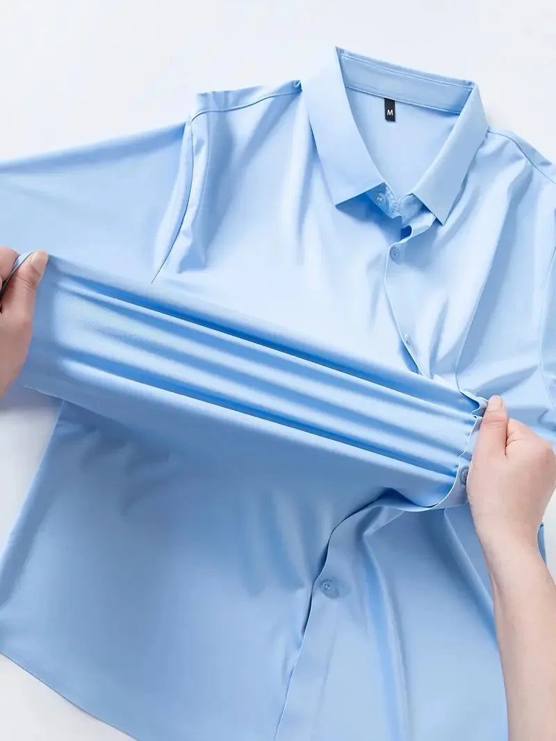 Premium Men's Ultra Stretch Dress Shirts Long Sleeve High Quality Business Formal Wrinkle-free Soft White Social Male Clothing Quick Pick Grocers