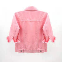 Women Denim Jacket Spring Autumn Short Coat Pink Jean Jackets Casual Tops Purple Yellow Purple Blue Loose Tops Lady Outerwear Quick Pick Grocers
