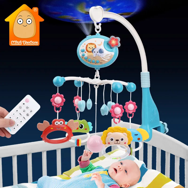 Baby Crib Mobile Rattle Toy For 0-12 Months Infant  Rotating Musical Projector Night Light Bed Bell Educational For Newborn Gift Purest Peak
