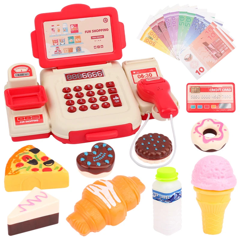 Simulation Shopping Cash House Toys Electronic Game Lighting And Sound Effects Supermarket Cashier Toys Econic Blanks