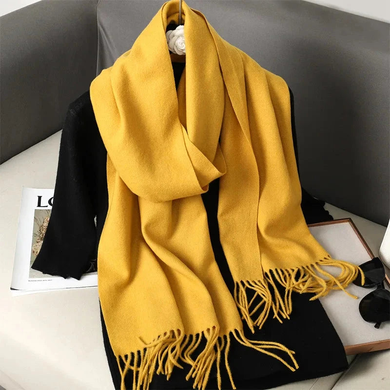 62Color Solid Women Winter Scarf Warm Thicken Cashmere Shawl Outdoor Fashion Luxury Tassels Pashmina Lady Wrap Windproof Scarves Econic Blanks