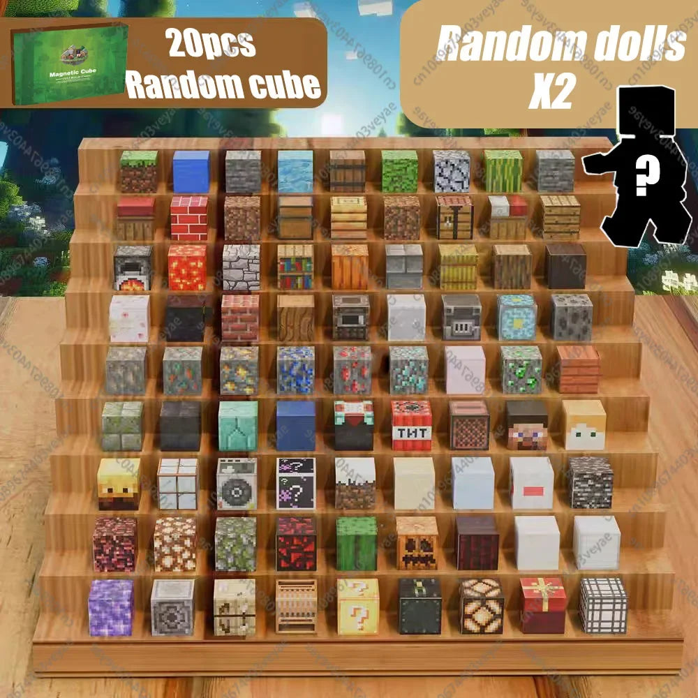 Magnetic Building Blocks Mine World Magnet Cube Set for Boy Girl Kid Age 3+ DIY Model Children Stem STEM Sensory Toy Gift Econic Blanks