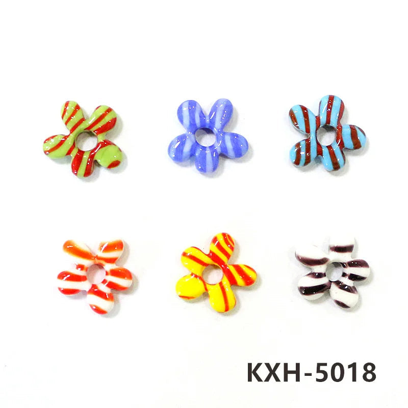 6pcs Irregular Shape Cute Mini Glass Flower Ornament Christmas Wedding Party Decor Supplies DIY Girl Jewelry Pendant Accessories Quick Pick Grocers