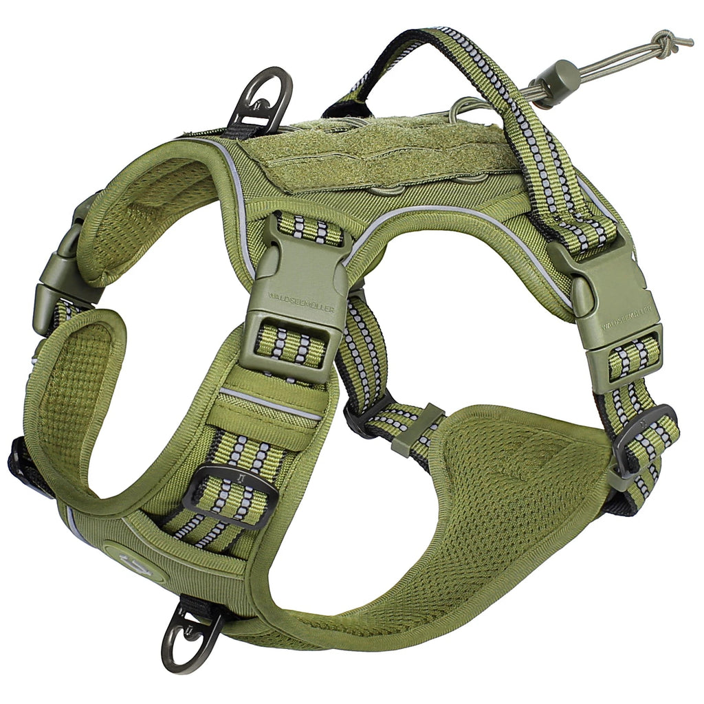 Tactical Dog Harness, No Pull Dog Harness, Adjustable Breathable MOLLE Dog Vest Harness for Medium Large Dog Reflective Military Econic Blanks