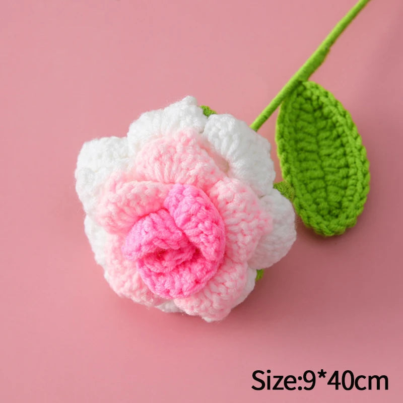 1pc Tulip Crochet Flowers Artificial Woven Flowers Handmade Tulipanes Wedding Gift for Guest Home Decoration Mother's Day Gift Quick Pick Grocers