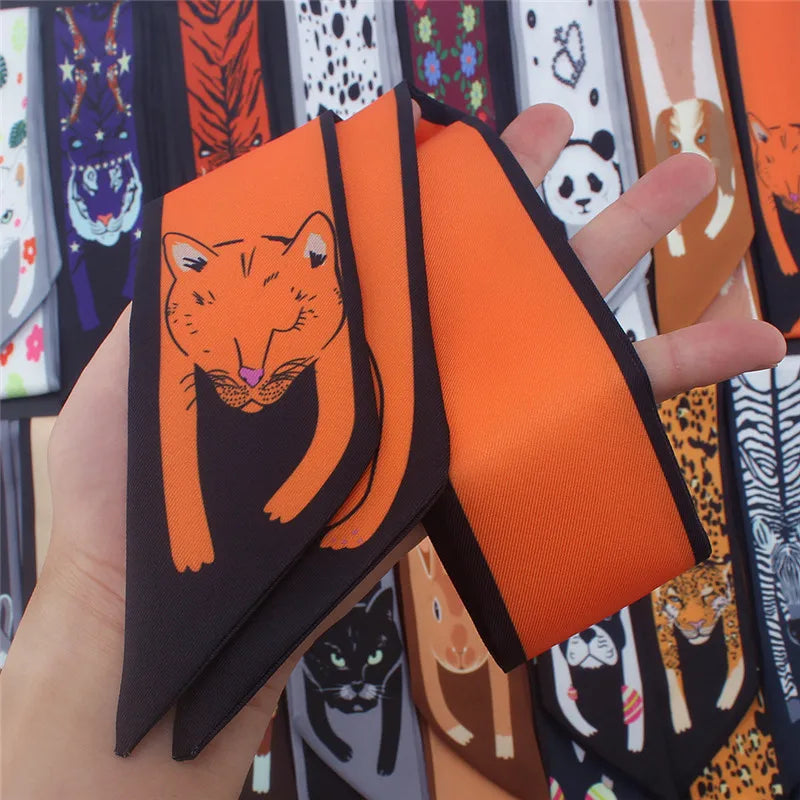 17 Colors Animal Print 2024 New Bag Skinny Silk Scarf For Women Luxury Brand Foulard Women Tie Fashion Head Scarves For Ladies Quick Pick Grocers