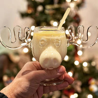 1/2/3PCS Christmas Elk Glass Cup 240ML Juice Milk Moose Mug Christmas Reindeer Head Beer Water Cup Holiday Party Drinkware Gifts Quick Pick Grocers