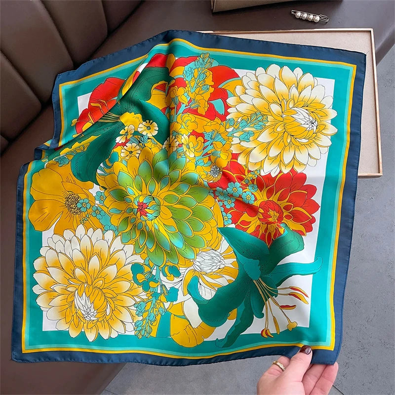 2025 Silk Shawl Print Headscarf Cat Hair Wrap Neckerchief Female Satin Square Scarf For Women Headband Foulard Hijab Bandana Quick Pick Grocers