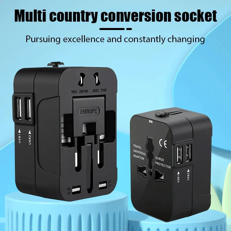 Global Universal Conversion Travel Plug USB Sockets EU US AC Power Adapter Converter With Child Protection Safety Cover Locking Econic Blanks