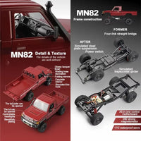 MN82 4WD Off-road Rc Car With LED Lights 1:12 Full-scale Simulation Professional 2.4G Remote Control Pickup Truck Model Kids Toy Quick Pick Grocers