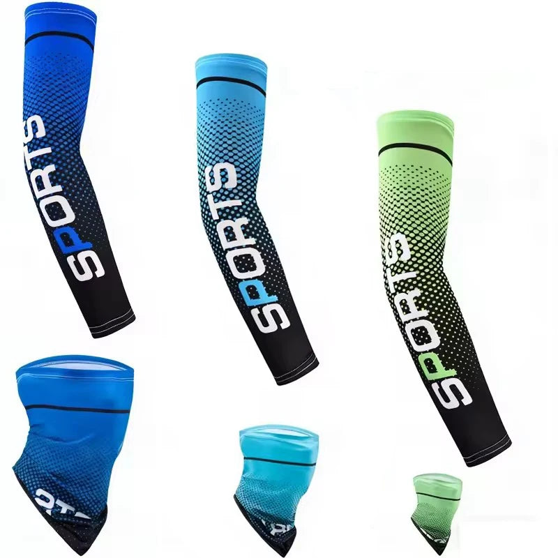Print Ice Silk Arm Sleeves Breathable Sun Protection Arm Covers Summer Cycling Sports Anti-Sunburn Cooling Long Arm Cuffs Quick Pick Grocers