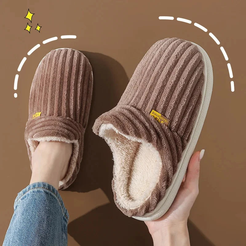 Shevalues Winter Men Slippers Short Plush Men Cotton Boots Indoor Fluffy House Fur Slippers Men Casual Soft Fur Furry Men Shoes Purest Peak