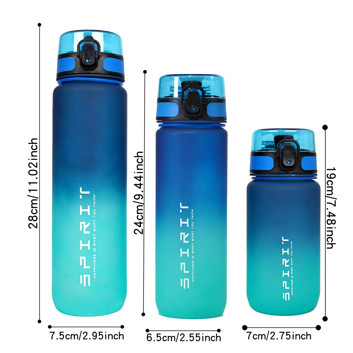 Gradient Water Bottle - 1000ml/600ml/750ml Capacity Outdoor Camping Gym Suitable Holiday Gift Birthday Quick Pick Grocers