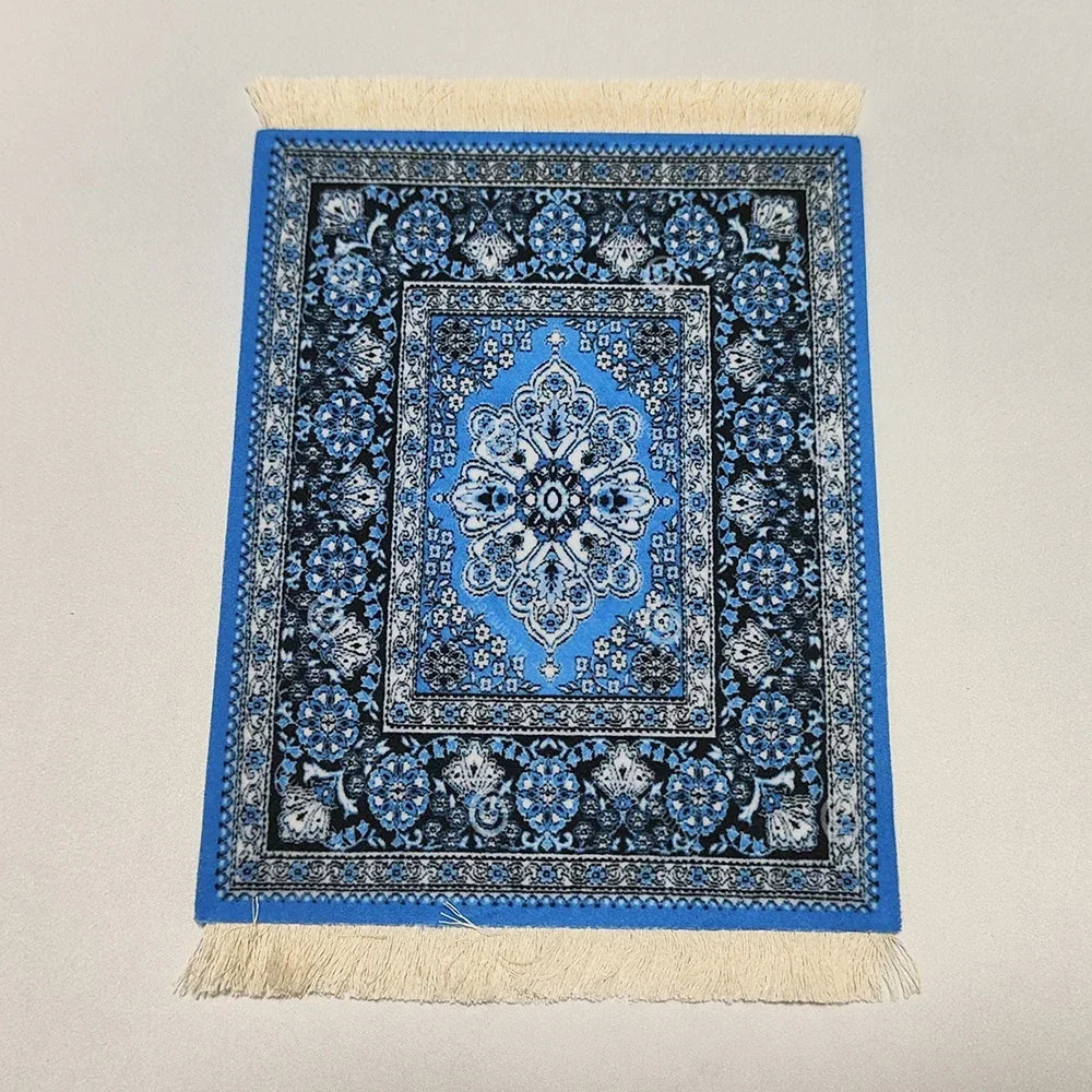 Woven flower Persian carpet small coaster wholesale merchants cheap mouse pad desk mat retro style rubber non-slip computer mats Quick Pick Grocers