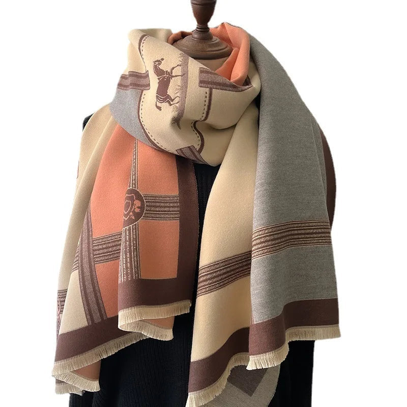 Thick Winter Scarf for Women, Luxury Cashmere Pashmina Shawl Wrap, Warm Long Tassel Neckerchief Quick Pick Grocers