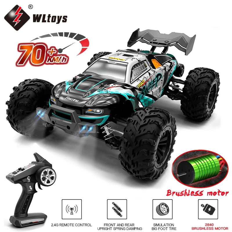 1:16 70KM/H Or 50KM/H 4WD RC Car With LED Remote Control Cars High Speed Drift Monster 4x4 Truck for Kids vs Wltoys 144001 Toys Econic Blanks