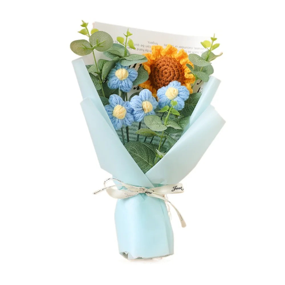 Artificial Flower Crochet Bouquet Handmade Anniversary Sunflower Daisy Bouquet Mothers Day Birthday Gift Eternal Flower Quick Pick Grocers