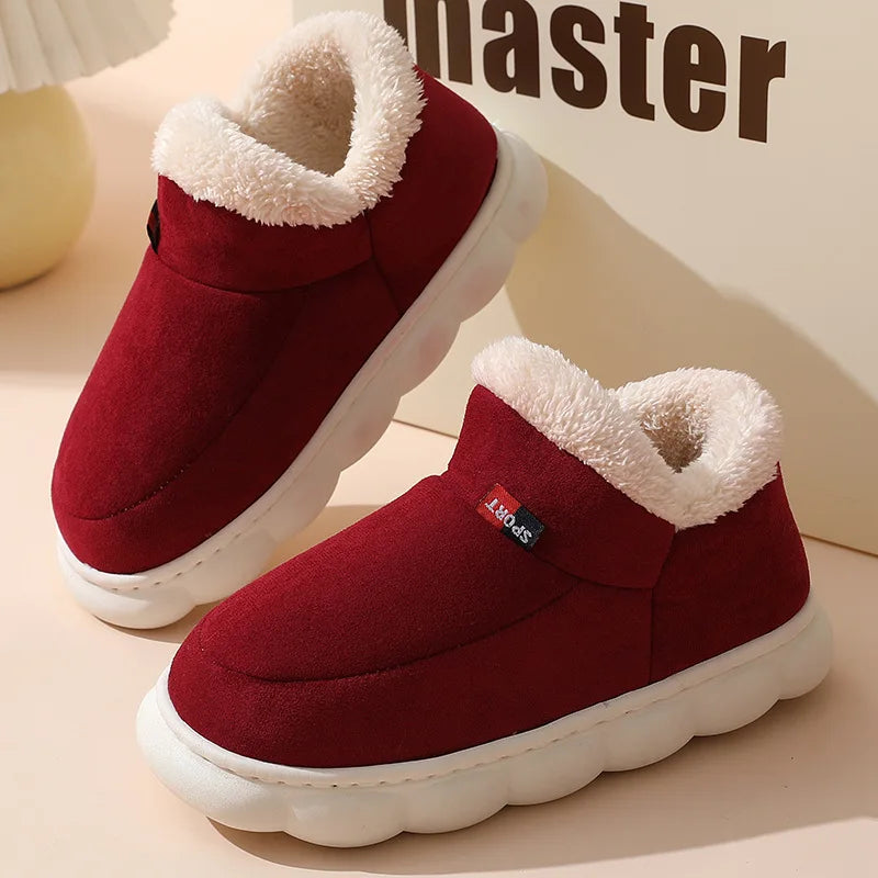 Shevalues Winter Men Slippers Short Plush Men Cotton Boots Indoor Fluffy House Fur Slippers Men Casual Soft Fur Furry Men Shoes Purest Peak