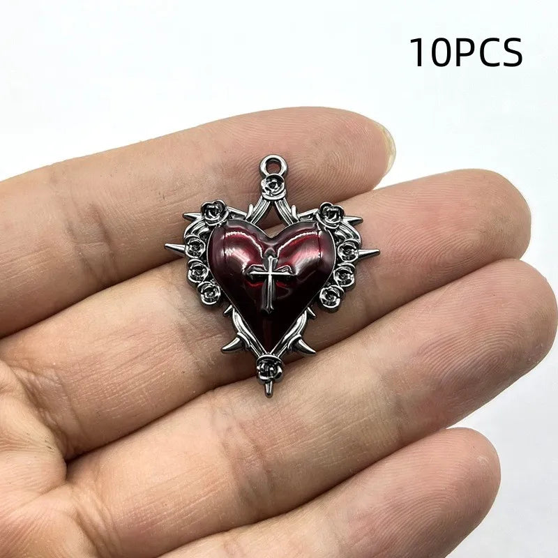 10/12PCS  Retro Dark Style Personalized Thorn Rose Cross Pendant DIY Accessories Quick Pick Grocers