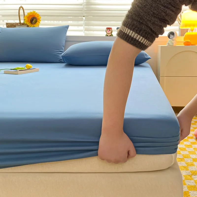 Soft Cotton Fitted Bed Sheet with Elastic Mattress Cover Quick Pick Grocers