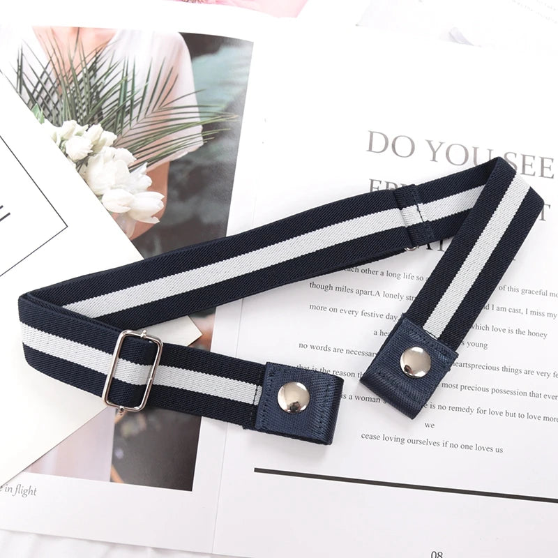 Elastic Belt Without Buckle Canvas Women Buckle Free Belt Ladies Jeans Pants Waist Lazy Belt Stretch No Buckle Invisible Belt Quick Pick Grocers