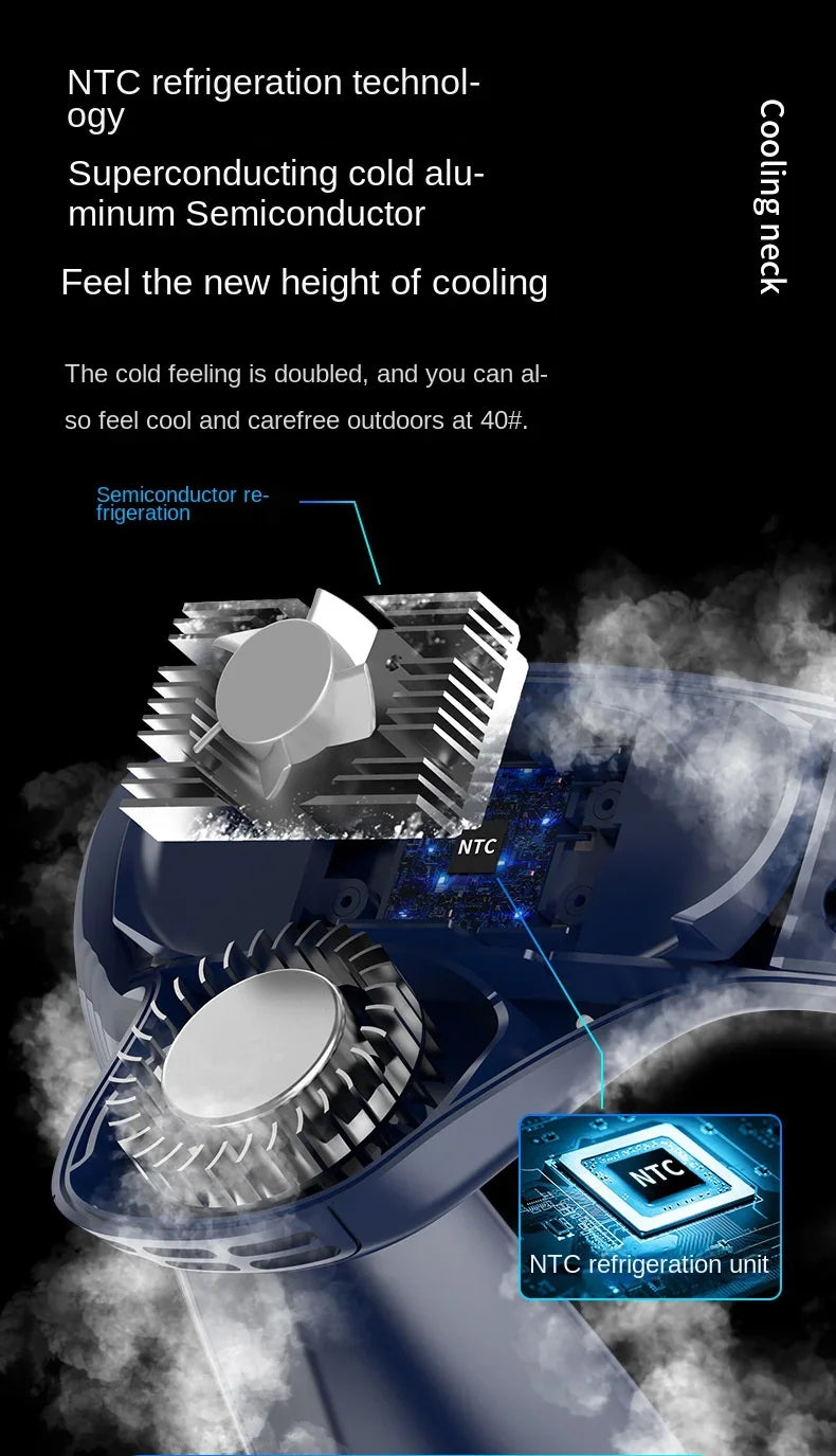 New Portable Neck Fan 5200mAh Neck Air Conditioner Rechargeable Semiconductor Cooling Fan Outdoor Personal Fan Wearable Cooler Quick Pick Grocers
