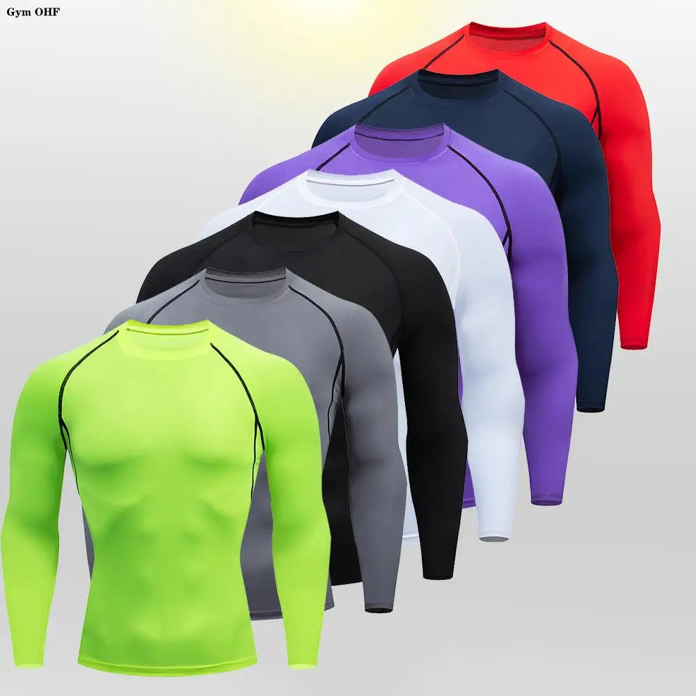 Men Bodybuilding Sports T-Shirt Quick Dry Running Shirt Long Sleeve Compression Top Gym T Shirt Men Fitness Tight Rashgad Quick Pick Grocers