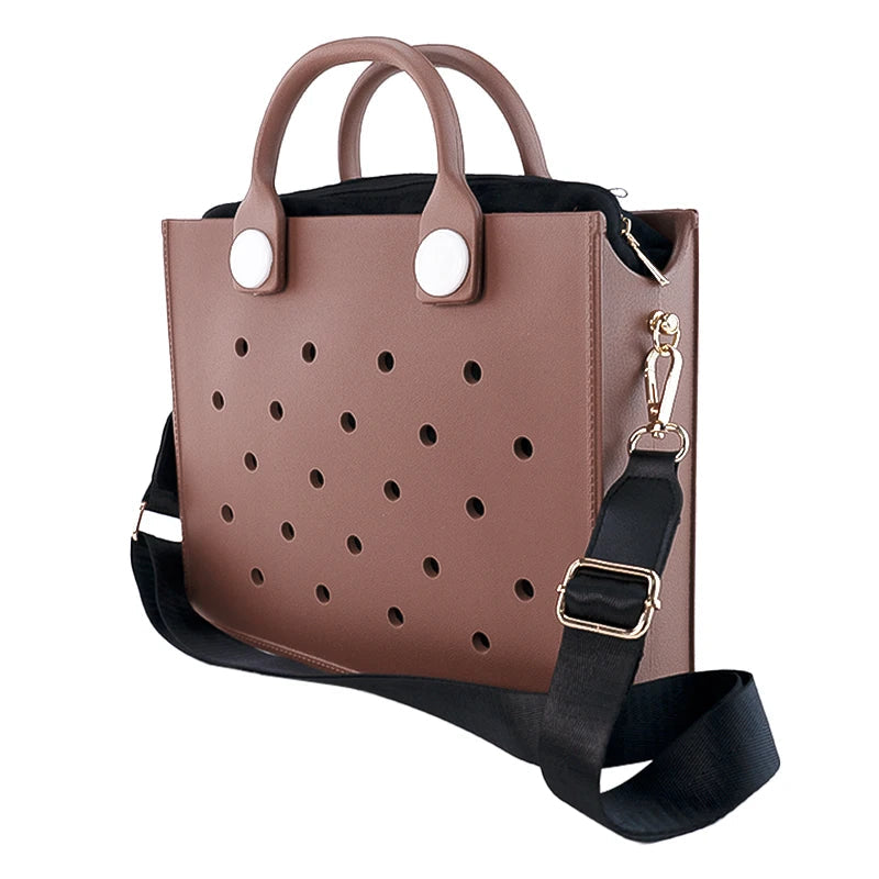 EVA Large Leather Shoulder Bag Handbag Tote Bag Storage for Women Casual Waterproof Beach Bag Hole Fit Charm Fashion Storage Bag Quick Pick Grocers