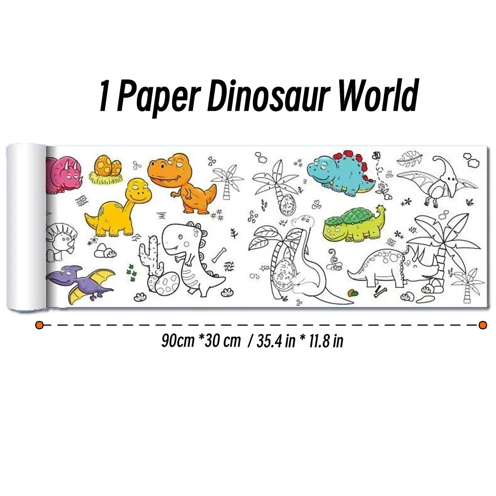 90cm Animal Canvas Children's Drawing Roll DIY Coloring Paper Roll Color Filling Graffiti Paper-cut Painting Educational School Quick Pick Grocers