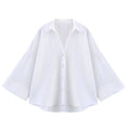 HipSeam Wide Sleeved Shirt Women Spring Asymmetric Hem Button Women's Shirts Simple Lady Johnny Collar Shirts & Blouses Quick Pick Grocers
