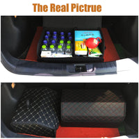 Car Trunk Organizer Box, Large Capacity, Auto Multiuse Tools, Storage Bag, Stowing, Tidying, Leather, Folding for Emergency Quick Pick Grocers