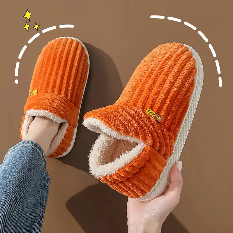 Shevalues Winter Men Slippers Short Plush Men Cotton Boots Indoor Fluffy House Fur Slippers Men Casual Soft Fur Furry Men Shoes Purest Peak