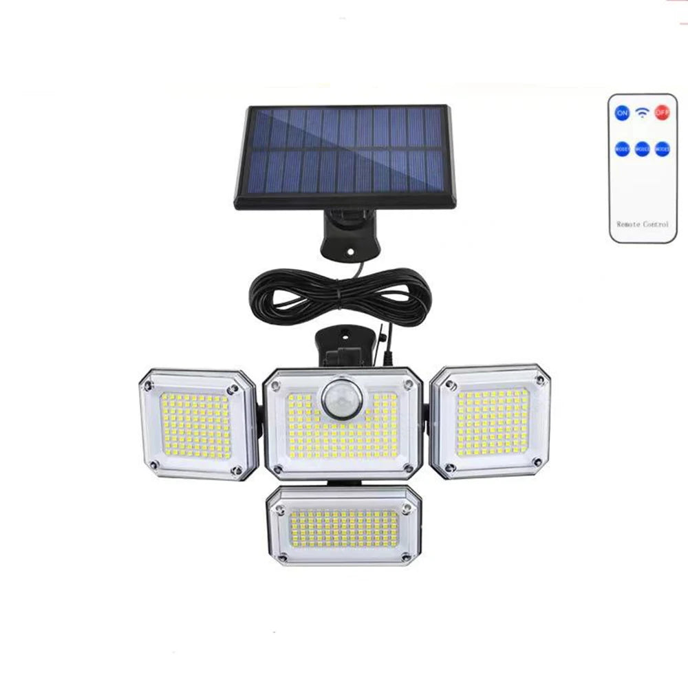 1 PACK Outdoor Motion Sensor Lamp, 4-Head Solar Power Light, 122 LED Solar Light, Flood Lights ,3000 Lumens,270° Lighting  Range Econic Blanks