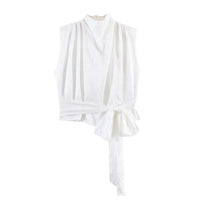 Women's Top 2026 Spring New Style Orange Sleeveless Satin Texture Long Ribbon Top Elegant and Stylish Unique Fashion Focus Quick Pick Grocers