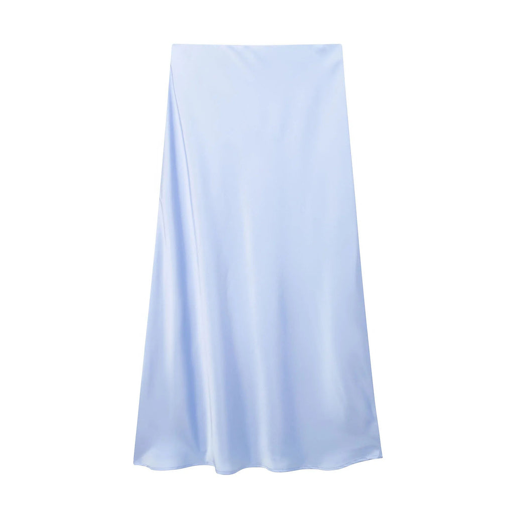 Willshela 2024 Black Satin Skirt Woman High Waist Elegant Long Skirts For Women Fashion Summer Midi Skirt Office Women's Skirts Quick Pick Grocers