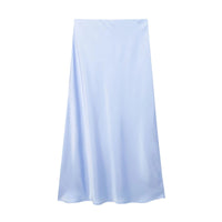 Willshela 2024 Black Satin Skirt Woman High Waist Elegant Long Skirts For Women Fashion Summer Midi Skirt Office Women's Skirts Quick Pick Grocers