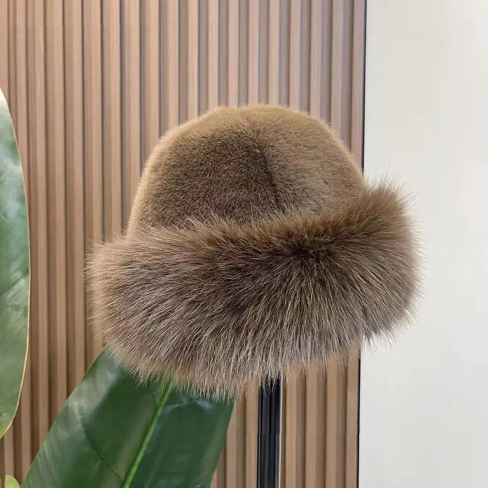 New Fluffy Fur Women's Winter Hat Winter Snow Ski Cap Female Faux Fur Thick Warm Windproof Hat Russian Hat Mink Fisherman's Hat Purest Peak