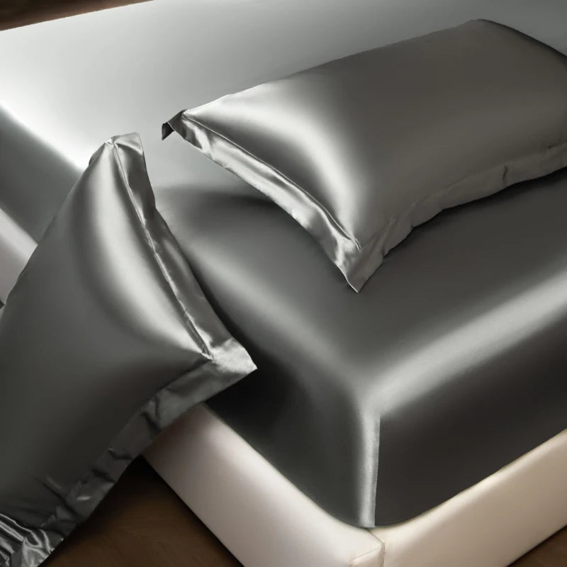 Solid Color Fashion Satin Fitted Sheet Rayon Mattress Cover with Elastic Band Bed Sheet for Bedding 140x200 160x200 Quick Pick Grocers
