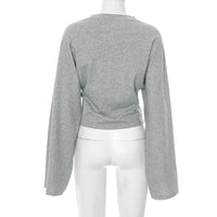 Women's Long Sleeve O-Neck Skinny T-Shirt Monochromatic Crop Top Casual Y2K Streetwear Fashion Pullover Summer Outfit Quick Pick Grocers