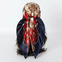 Handkerchiefs Hair Silk Scarf 90*90cm Print Satin Big Square Silk Scarves Shawls for Women Luxury Brand Designer Hijab Headband Quick Pick Grocers