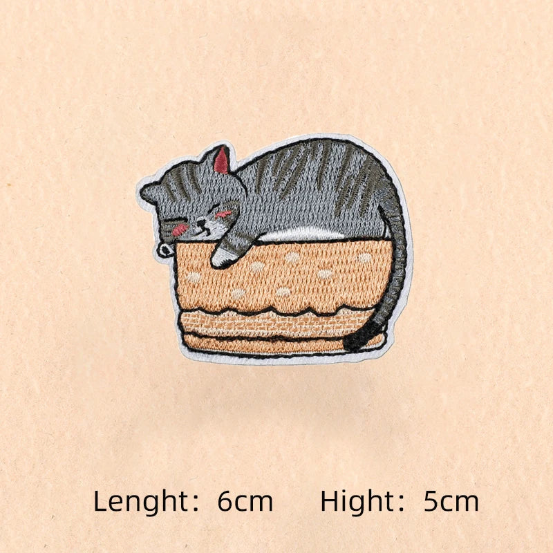 Cute Cartoon Cat patch Embroidery Patches on clothes Children's clothing Animal Interesting Embroidery Accessories Iron patch Quick Pick Grocers