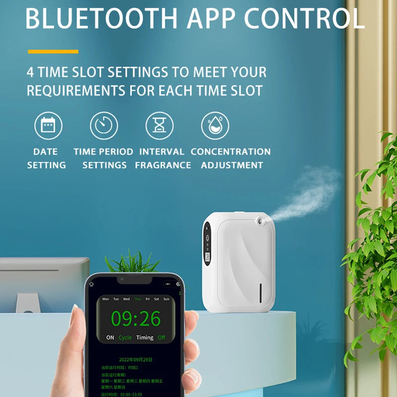 Timing Scent Air Machine Hotel Aroma Diffuser 140ML Wall Mounted Essential Oil Diffuser For Home Fragrance Bluetooth APP Control Quick Pick Grocers