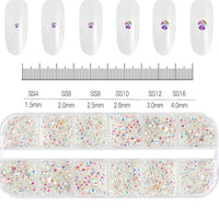 180pcs AB Flatback Glass Nail Art Rhinestones Multi-shape Mixed Diamond Gems Blue Purple Crystal Stones For DIY Nail Decoration Econic Blanks
