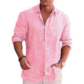 Cotton Linen Autumn Hot Selling Men's Long Sleeve Shirt Solid Color Casual Style Plus Size Men's Casual Linen Shirt Quick Pick Grocers