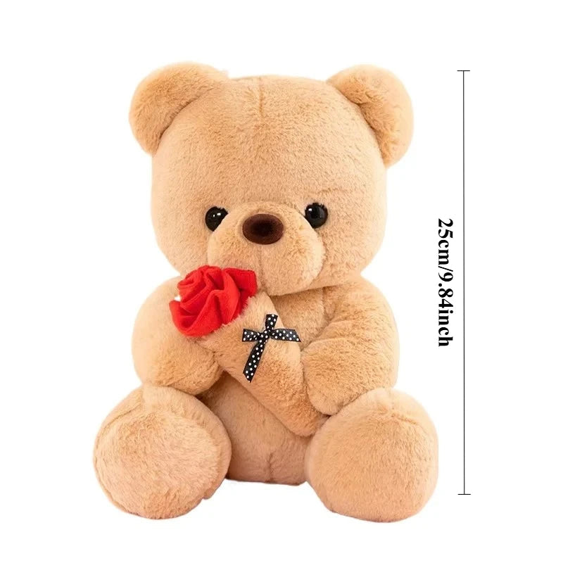 Cute Rose Bear Plush Toy Stuffed Animal Doll Romantic Gift for Girlfriend Valentines Day Birthday and Anniversary Present Quick Pick Grocers