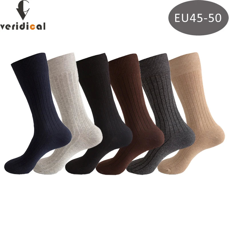 Man Long Socks Plus Combed Cotton Striped Business Breathable,Deodorant Party Dress Large Size Formal Socks Gentleman EU45-50 Quick Pick Grocers