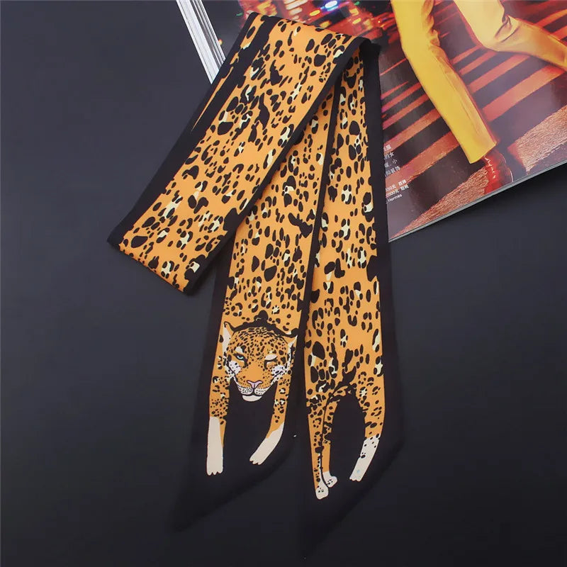 17 Colors Animal Print 2024 New Bag Skinny Silk Scarf For Women Luxury Brand Foulard Women Tie Fashion Head Scarves For Ladies Quick Pick Grocers