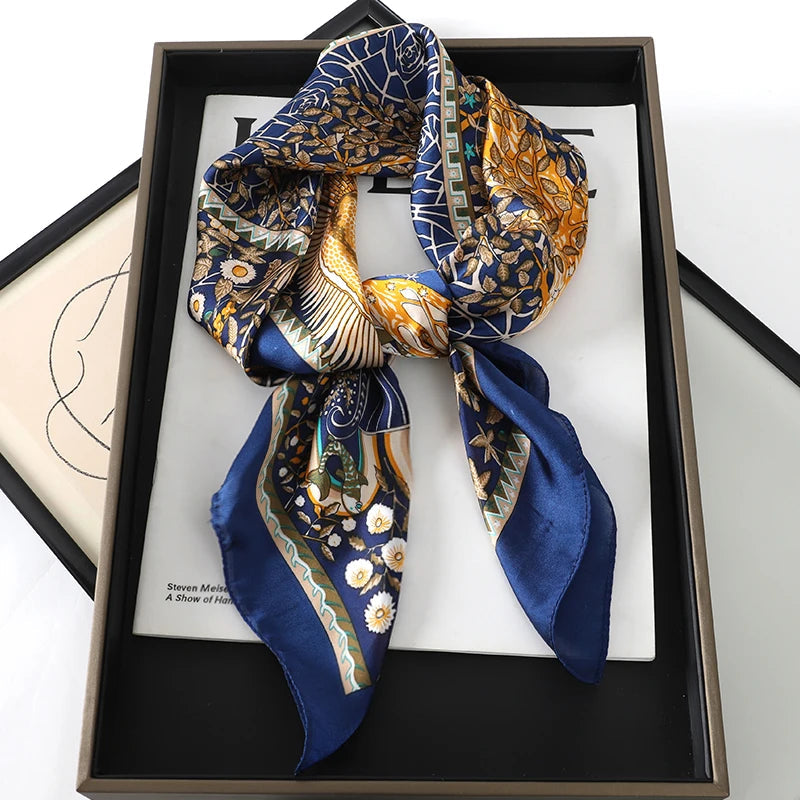 60Colors Luxury Scarf Women 70*70Cm Silk Feel Square Hair Wrapping Foulard Satin Shawl Big Size Head Bandana Hijab Handkerchief Quick Pick Grocers