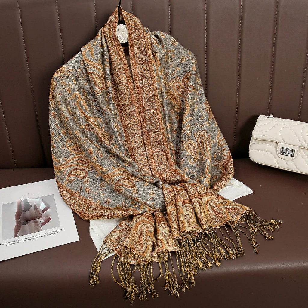 Luxury Brand Autumn Cashmere Pashmina Shawl Lady Wrap Warm Winter Scarves Design Print Female Foulard Cotton Stoles Scarf 2023 Quick Pick Grocers